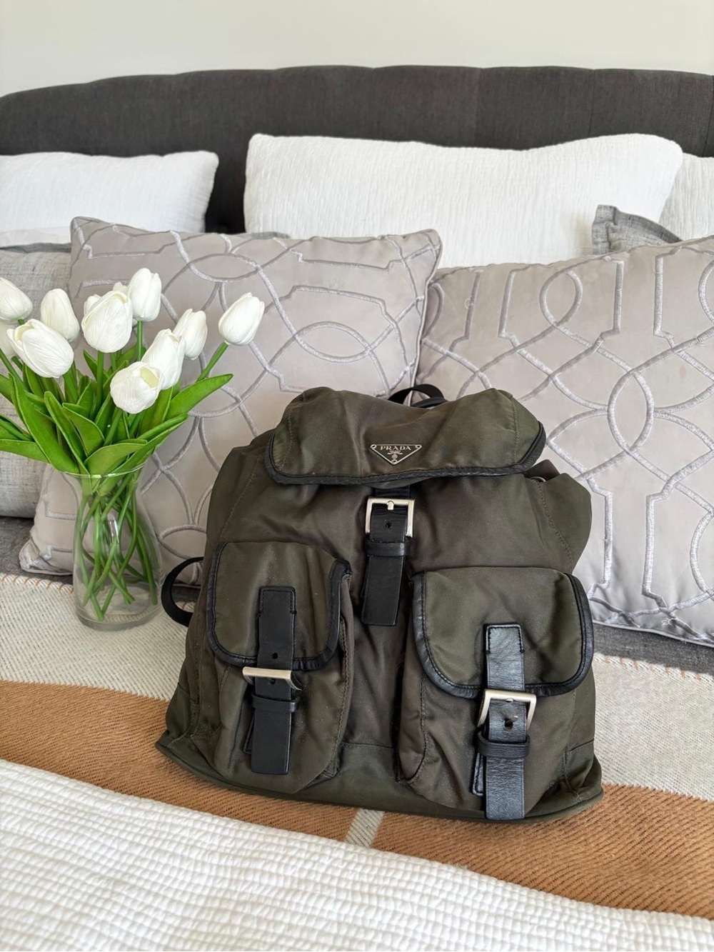 Prada Olive Green Re-Nylon Backpack - Classic Medium backpack